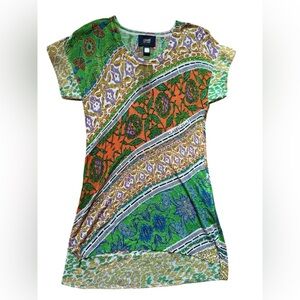 Roberto Cavalli Class Multicoloured Viscosa Knit T-Shirt Dress Size US 2